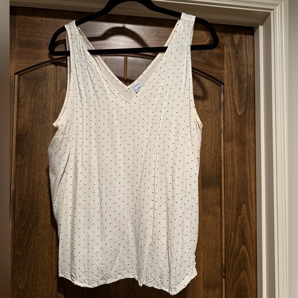 Cream Sleeveless Blouse with Polka Dots